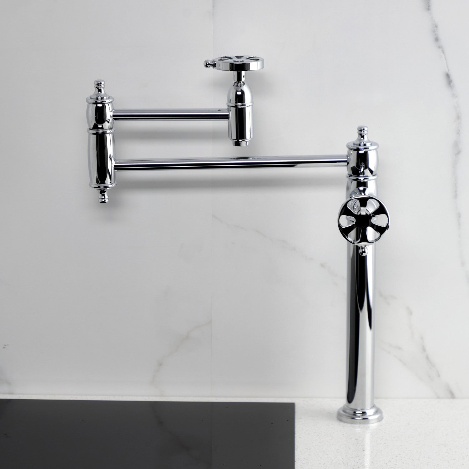 Kingston Tulare KS3701RX - Belknap Two-Handle 1-Hole Deck Mount Pot Filler Faucet, Polished Chrome — thumbnail 3